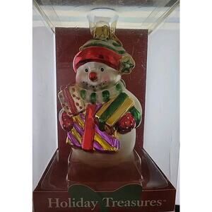 The Brass Key Snowman Ornament Christmas Holiday Treasures Hand Crafted Glass